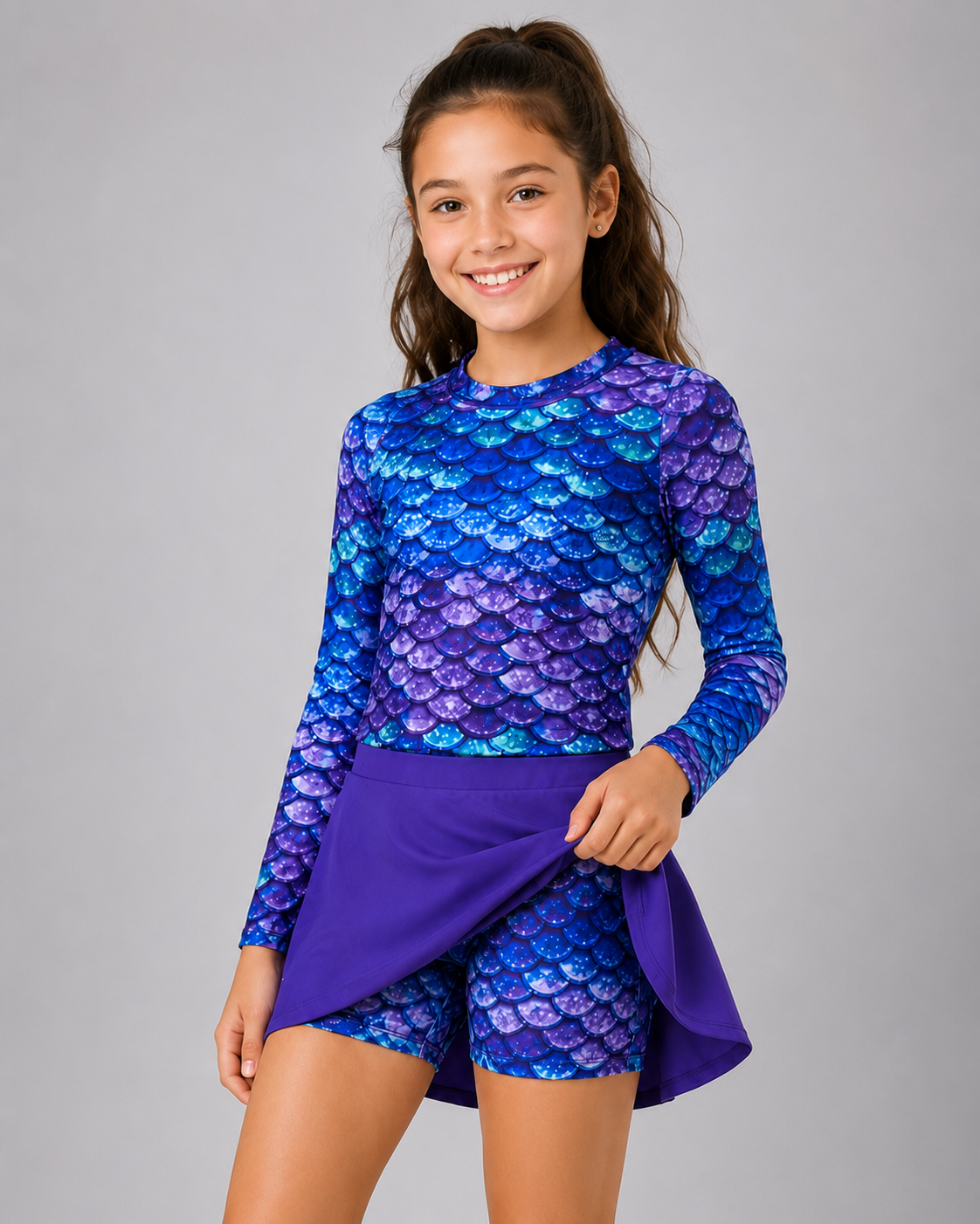 Girls' Two-Piece Swimsuit Rash Guard